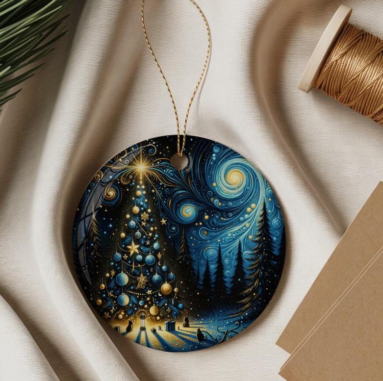 Christmas Ornament, Christmas Decoration, Holiday Gift Idea, Heirloom Keepsake, Starry night Ornament, Gift Exchange, Gift