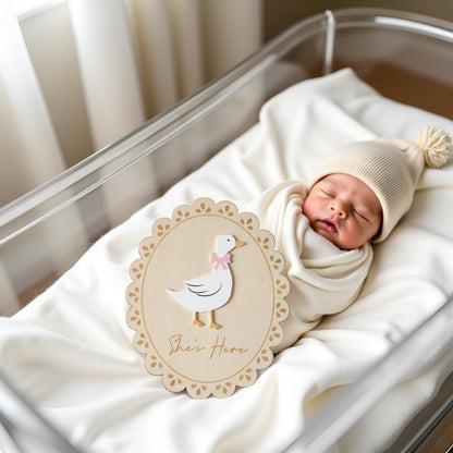 Baby Announcement Sign, Hello World Newborn Sign for Hospital, She’s Here Card, Baby Announcements Ideas, Newborn Photography Props Double-Sided (HW1)
