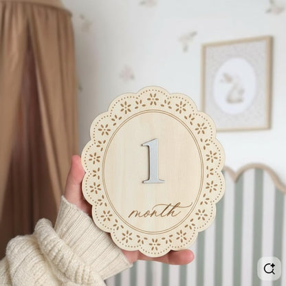 Baby Girl Monthly Milestone Signs, 1-12 Monthly Baby Milestone Girl, Newborn Photography Props Double-Sided, Nursery Decor for Girls (M03)