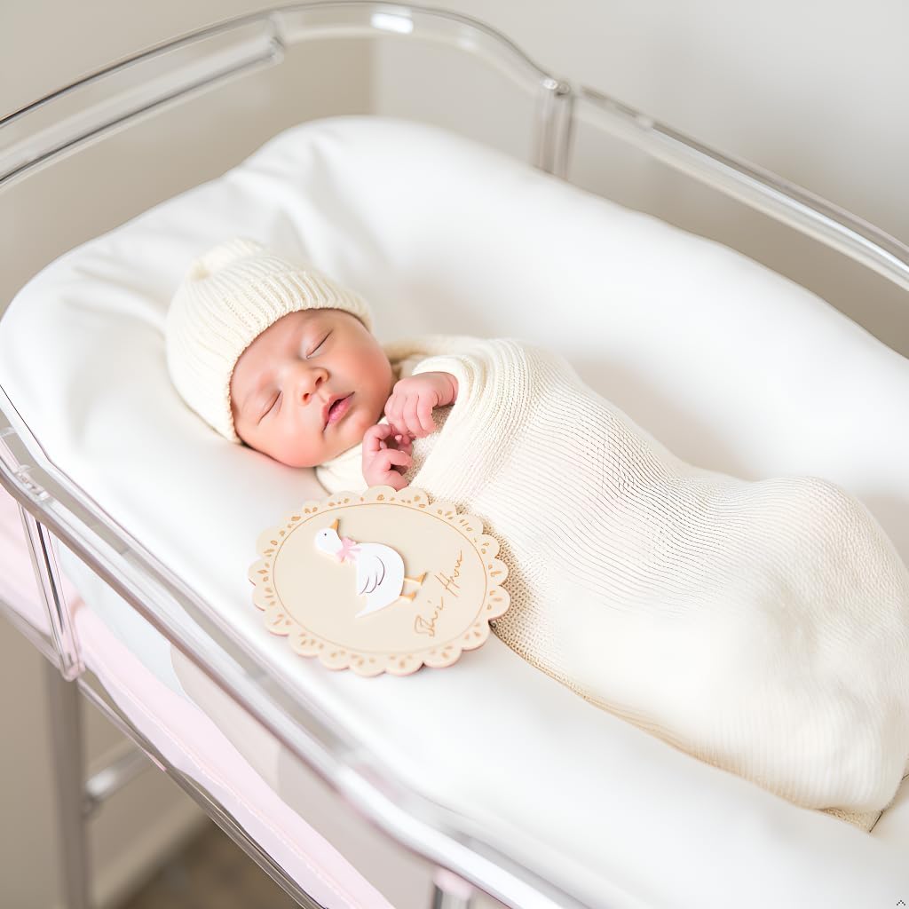 Baby Announcement Sign, Hello World Newborn Sign for Hospital, She’s Here Card, Baby Announcements Ideas, Newborn Photography Props Double-Sided (HW1)