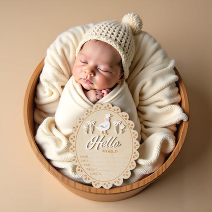 Baby Announcement Sign, Hello World Newborn Sign for Hospital, She’s Here Card, Baby Announcements Ideas, Newborn Photography Props Double-Sided (HW1)