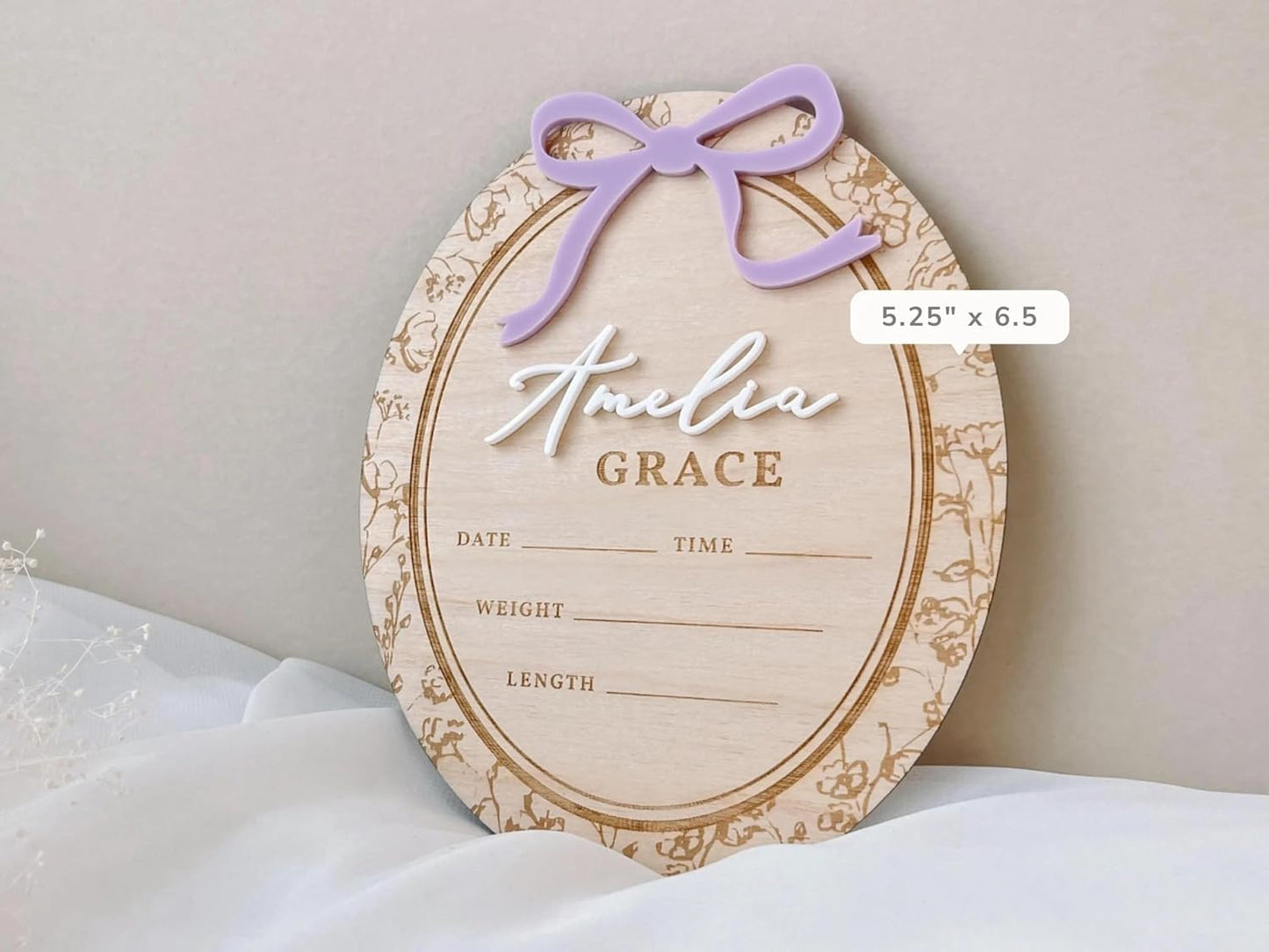 Personalized Baby Name Sign for Hospital | Custom Birth Stat Sign | Newborn Announcement Plaque | Baby Girl Hospital Keepsake | Newborn Photo Prop Gift