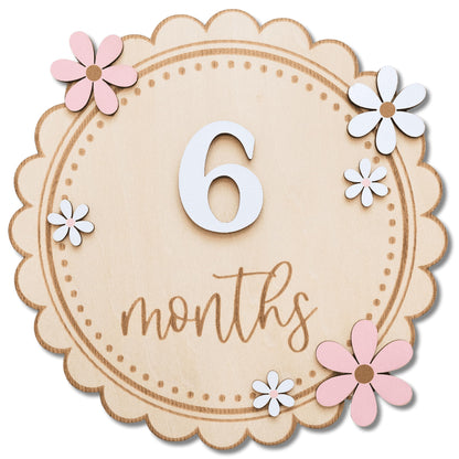Baby Girl Monthly Milestone Signs, 1-12 Monthly Baby Milestone Girl, Newborn Photography Props Double-Sided, Nursery Decor for Girls (M08)