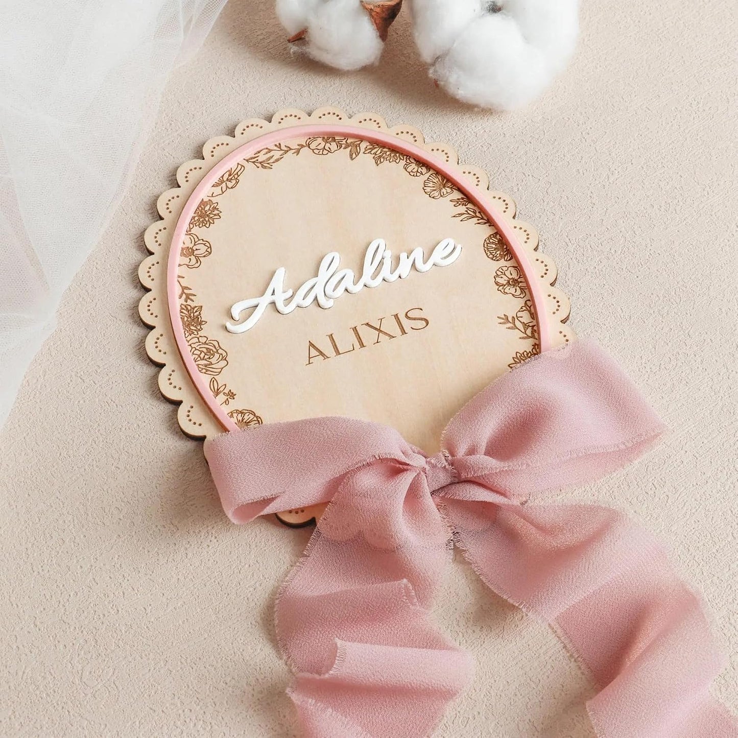 Personalized Newborn Name Sign, Custom Birth Announcement Plaque, Photo Prop Gift, Hospital Name Prop, New Baby Gift, Nursery Wall Hanging Keepsake (BBW3)