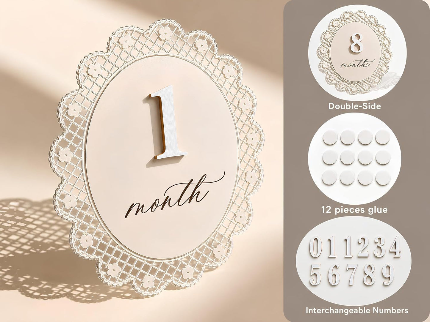 Baby Girl Monthly Milestone Sign Double-Sided (M09)