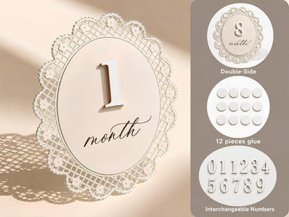Baby Girl Monthly Milestone Sign Double-Sided (M09)