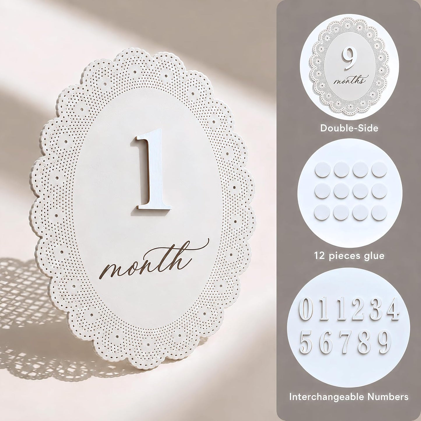 Baby Girl Monthly Milestone Signs, 1-12 Monthly Baby Milestone Girl, Newborn Photography Props Double-Sided, Nursery Decor for Girls (M10)