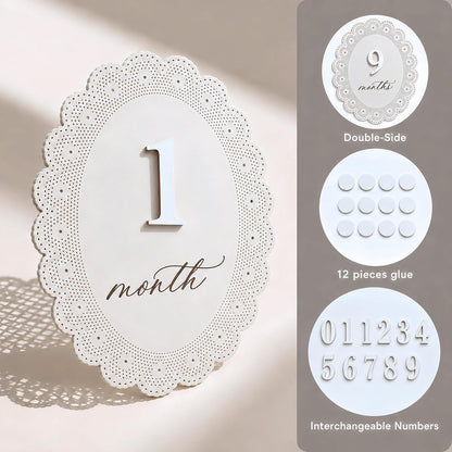 Baby Girl Monthly Milestone Signs, 1-12 Monthly Baby Milestone Girl, Newborn Photography Props Double-Sided, Nursery Decor for Girls (M10)