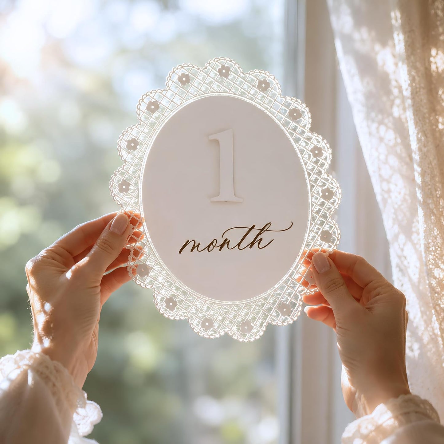 Baby Girl Monthly Milestone Sign Double-Sided (M09)