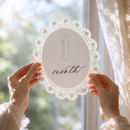Baby Girl Monthly Milestone Sign Double-Sided (M09)