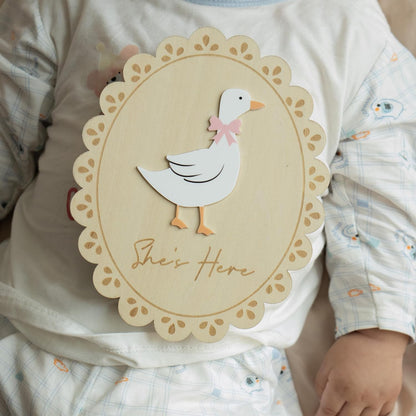 Baby Announcement Sign, Hello World Newborn Sign for Hospital, She’s Here Card, Baby Announcements Ideas, Newborn Photography Props Double-Sided (HW1)