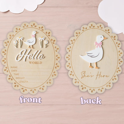 Baby Announcement Sign, Hello World Newborn Sign for Hospital, She’s Here Card, Baby Announcements Ideas, Newborn Photography Props Double-Sided (HW1)