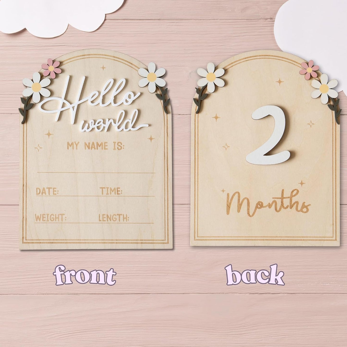 Baby Announcement Sign, Hello World Newborn Sign for Hospital, She’s Here Card, Baby Announcements Ideas, Newborn Photography Props Double-Sided (HW4)