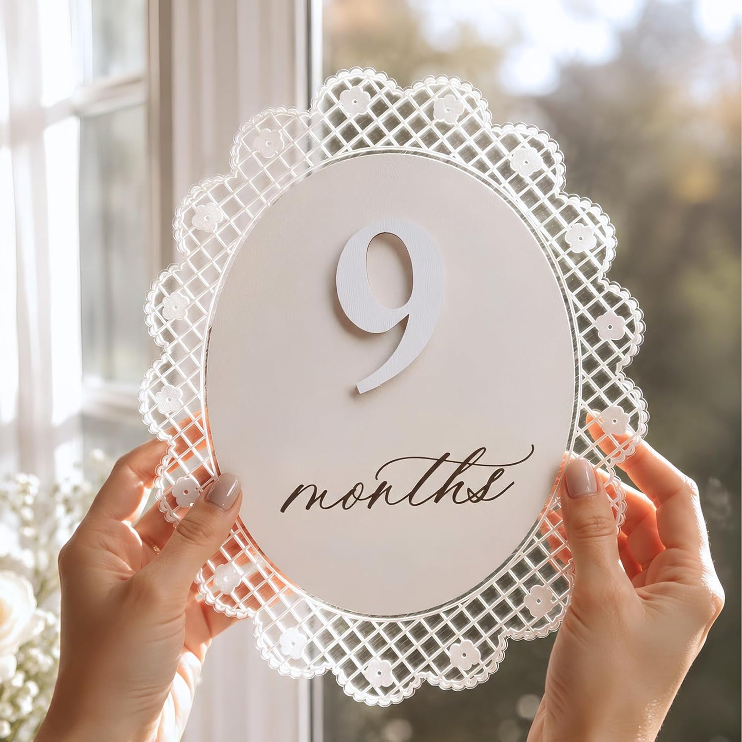 Baby Girl Monthly Milestone Sign Double-Sided (M09)