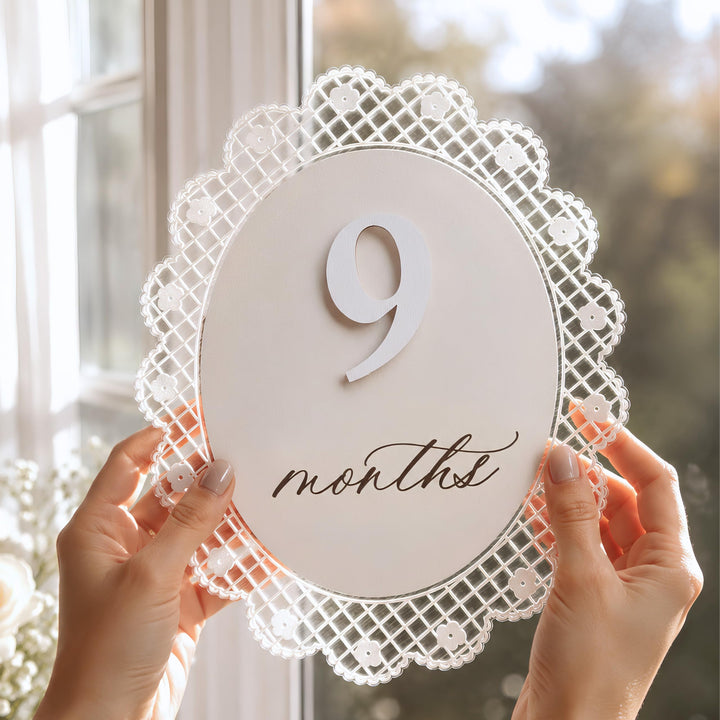 Baby Girl Monthly Milestone Sign Double-Sided (M09)