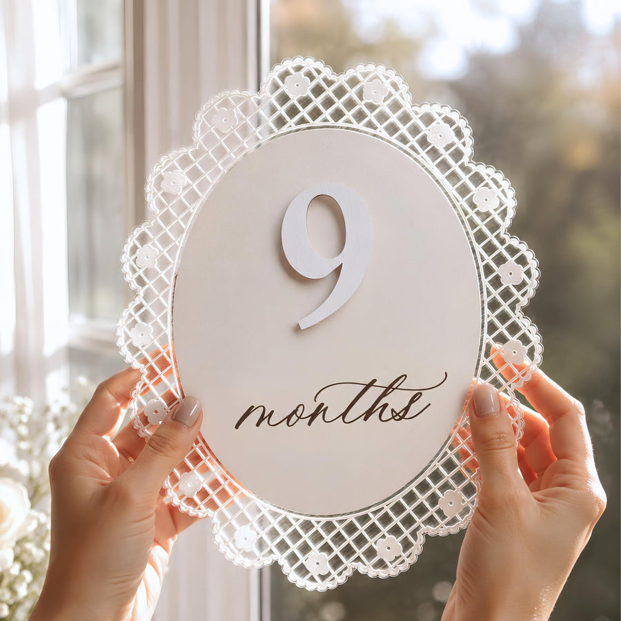 Baby Girl Monthly Milestone Sign Double-Sided (M09)