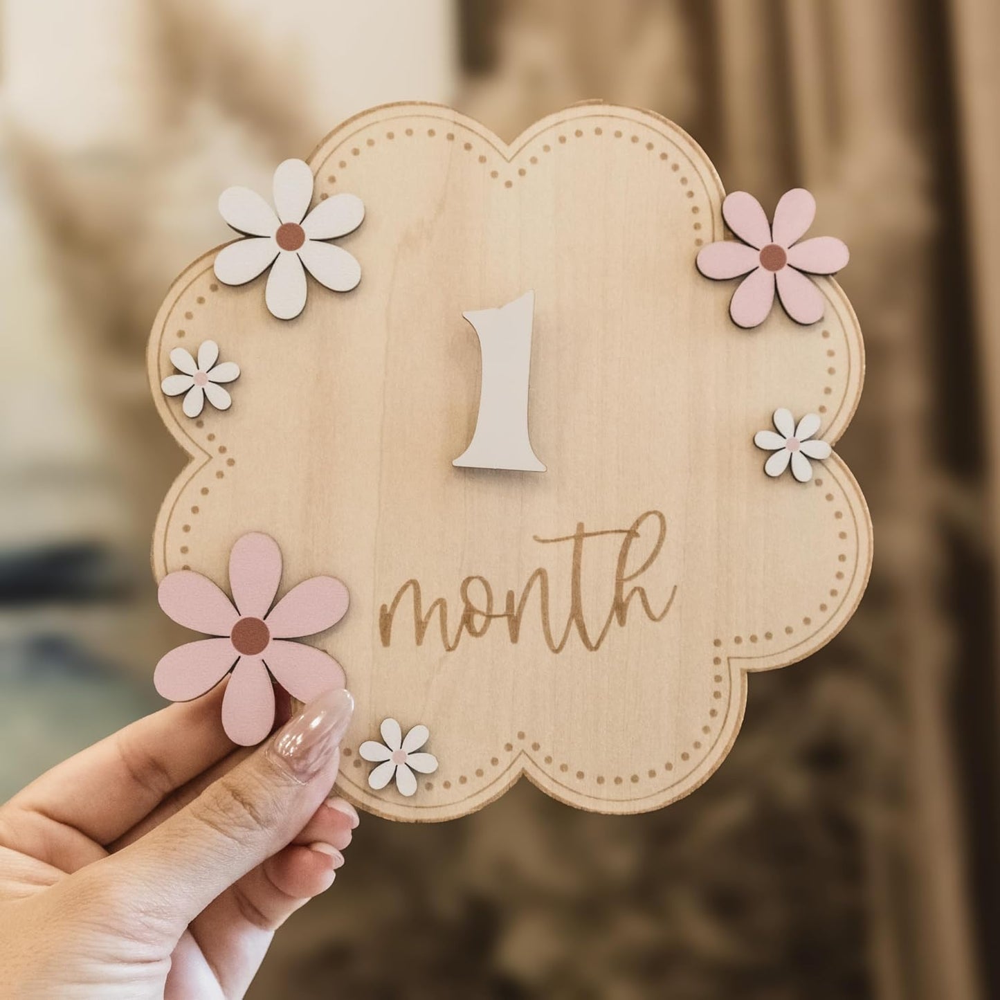 Baby Girl Monthly Milestone Signs, 1-12 Monthly Baby Milestone Girl, Newborn Photography Props Double-Sided, Nursery Decor for Girls (M07)