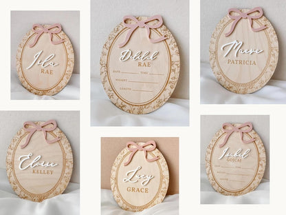 Personalized Baby Name Sign for Hospital | Custom Birth Stat Sign | Newborn Announcement Plaque | Baby Girl Hospital Keepsake | Newborn Photo Prop Gift