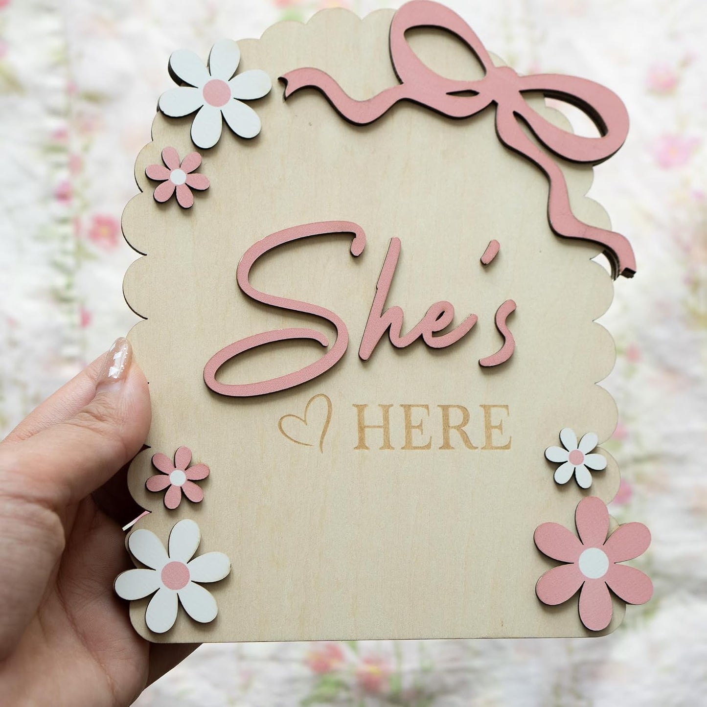 Baby Announcement Sign, Hello World Newborn Sign for Hospital, She’s Here Card, Baby Announcements Ideas, Newborn Photography Props Double-Sided (HW3)