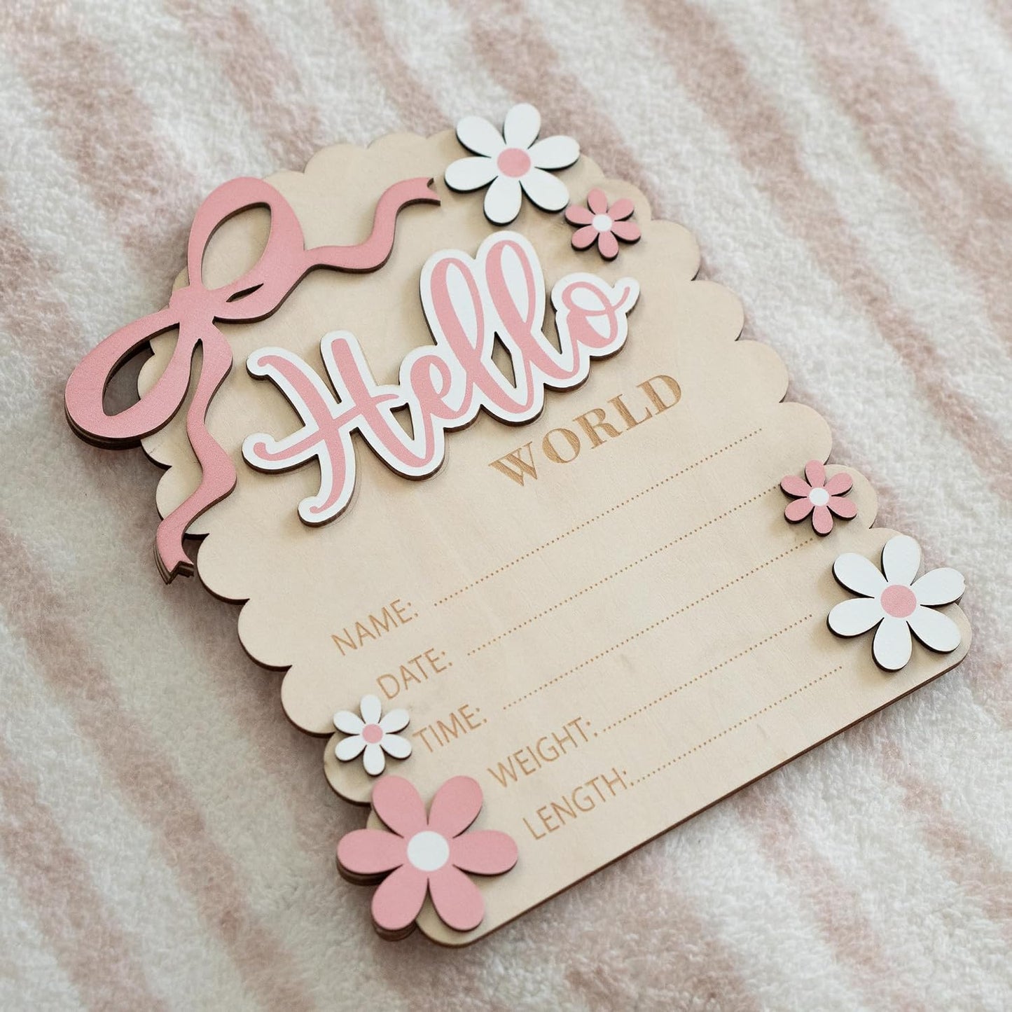 Baby Announcement Sign, Hello World Newborn Sign for Hospital, She’s Here Card, Baby Announcements Ideas, Newborn Photography Props Double-Sided (HW3)