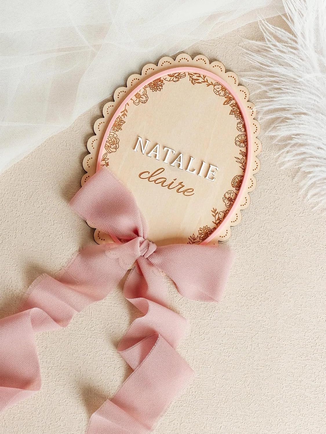 Personalized Newborn Name Sign, Custom Birth Announcement Plaque, Photo Prop Gift, Hospital Name Prop, New Baby Gift, Nursery Wall Hanging Keepsake (BBW3)