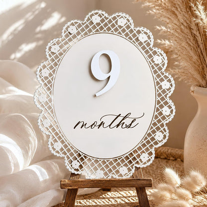 Baby Girl Monthly Milestone Sign Double-Sided (M09)