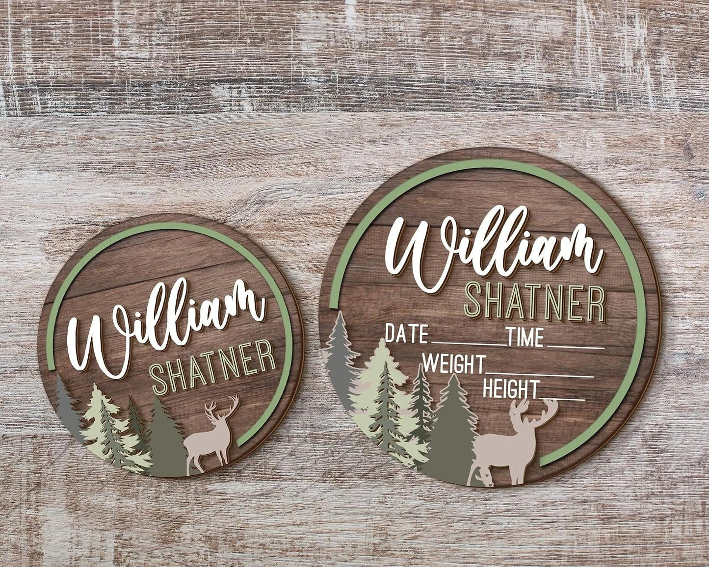 Personalized Forest Wood Baby Name Sign – Custom Wooden Birth Announcement Plaque with Baby Stats, Woodland Nursery Decor, Rustic Name Reveal Prop, BabyShower Gift for Boys & Girls (BBW10)