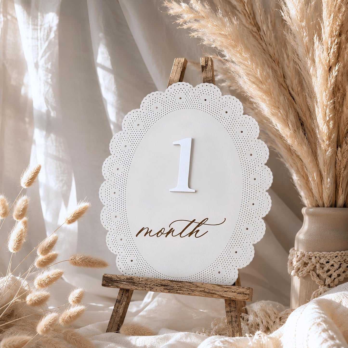 Baby Girl Monthly Milestone Signs, 1-12 Monthly Baby Milestone Girl, Newborn Photography Props Double-Sided, Nursery Decor for Girls (M10)