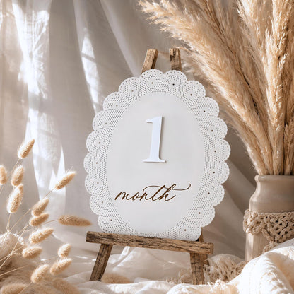 Baby Girl Monthly Milestone Signs, 1-12 Monthly Baby Milestone Girl, Newborn Photography Props Double-Sided, Nursery Decor for Girls (M10)