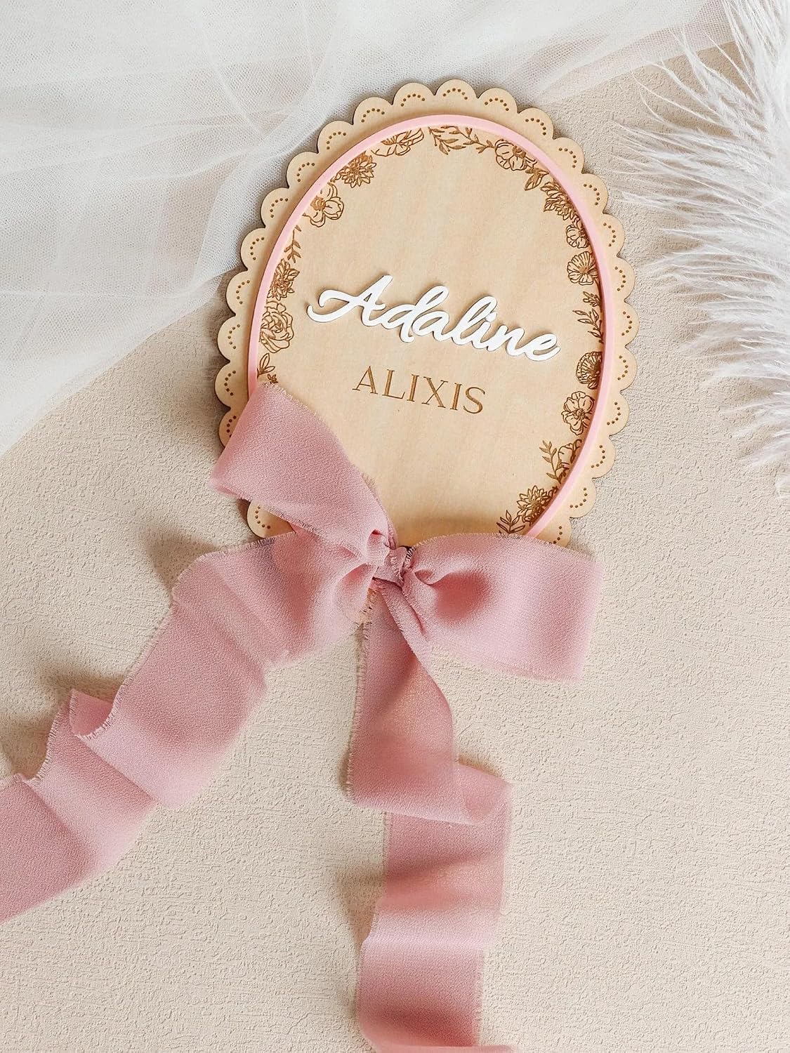 Personalized Newborn Name Sign, Custom Birth Announcement Plaque, Photo Prop Gift, Hospital Name Prop, New Baby Gift, Nursery Wall Hanging Keepsake (BBW3)