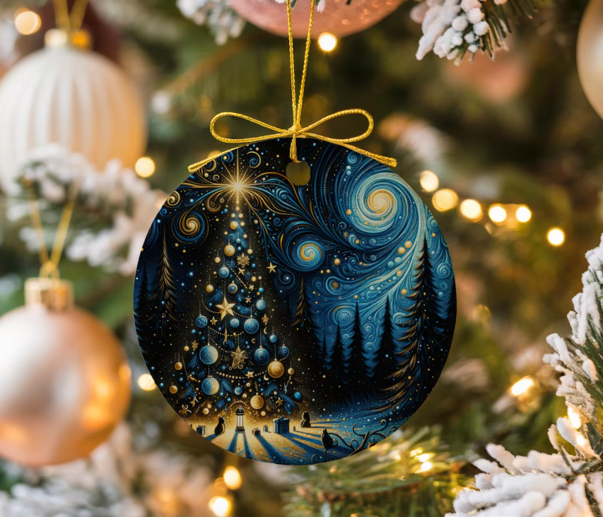 Christmas Ornament, Christmas Decoration, Holiday Gift Idea, Heirloom Keepsake, Starry night Ornament, Gift Exchange, Gift