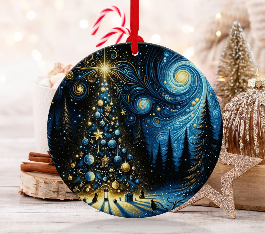 Christmas Ornament, Christmas Decoration, Holiday Gift Idea, Heirloom Keepsake, Starry night Ornament, Gift Exchange, Gift