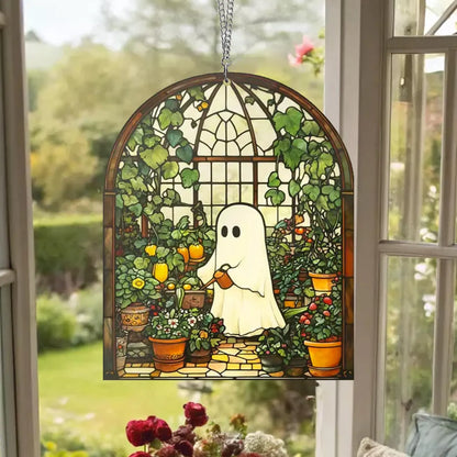 Cute Ghost Greenhouse Suncatcher Ornament,Halloween Ghost Acrylic Window Hangings,Gift For Mom,Halloween Home Decor,Plant