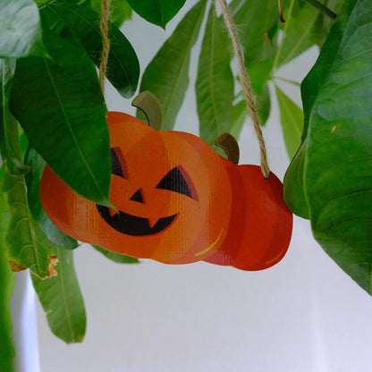 Set of 5 Wooden Halloween Ornaments – Pumpkin, Ghost, Bat, Gnome, Jack-o’-Lantern Hanging Decor