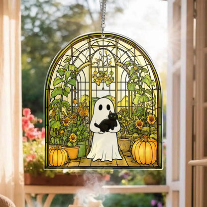 Cute Ghost Greenhouse Suncatcher Ornament,Halloween Ghost Acrylic Window Hangings,Gift For Mom,Halloween Home Decor,Plant