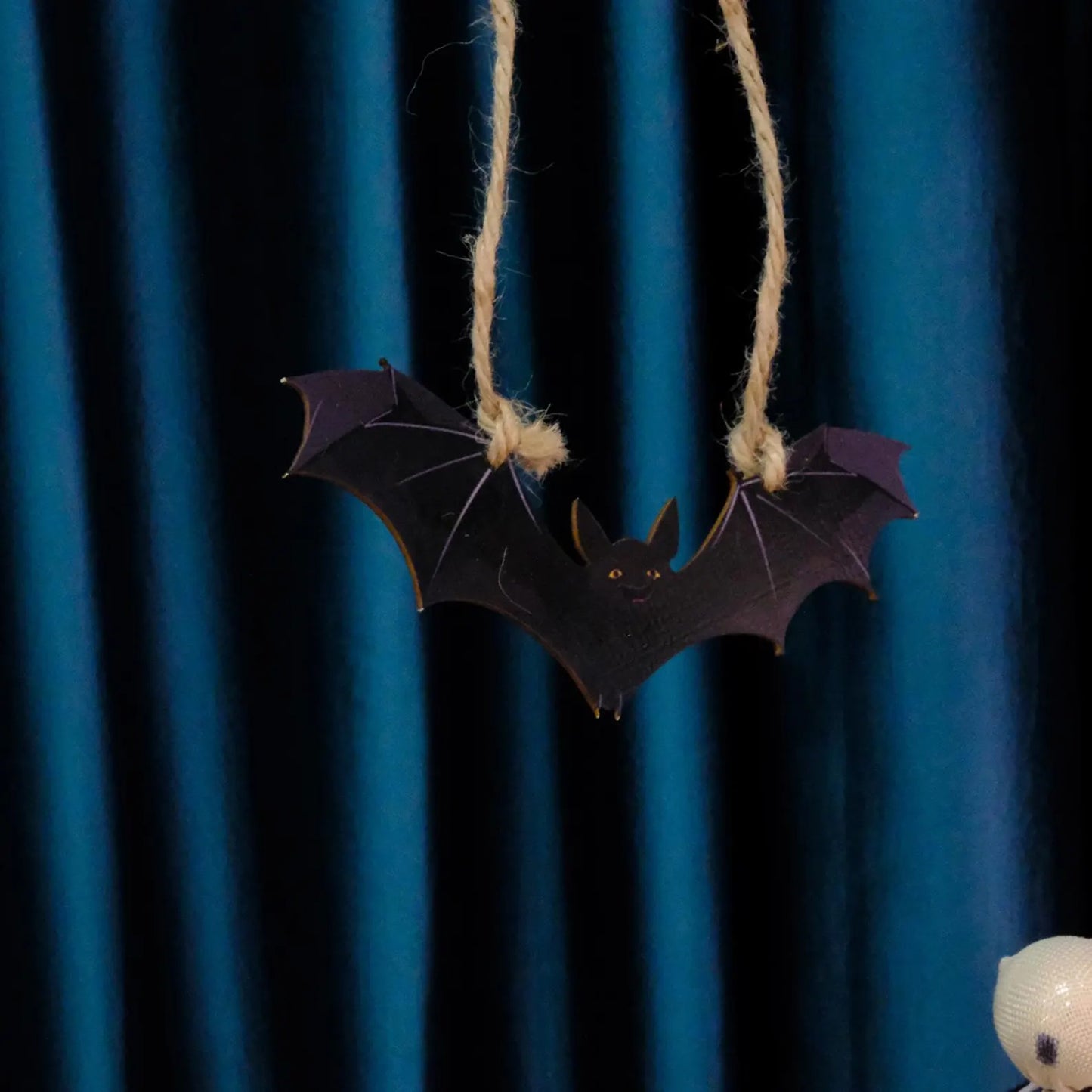 Set of 5 Wooden Halloween Ornaments – Pumpkin, Ghost, Bat, Gnome, Jack-o’-Lantern Hanging Decor
