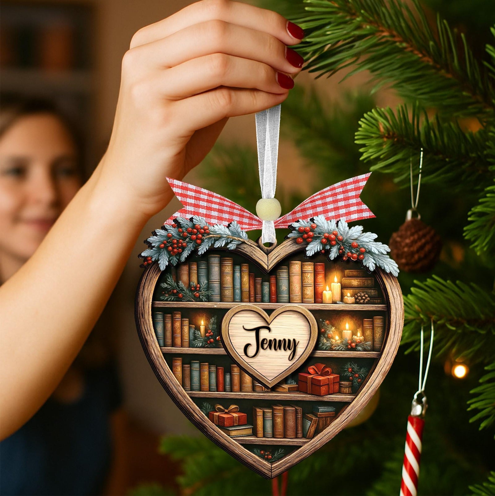 Personalized Christmas Book Wooden Ornament, Bookish Ornament, Bookworm Christmas Gifts, Book Club Gift, Librarian Gifts, Book Reader Gifts - product image 9